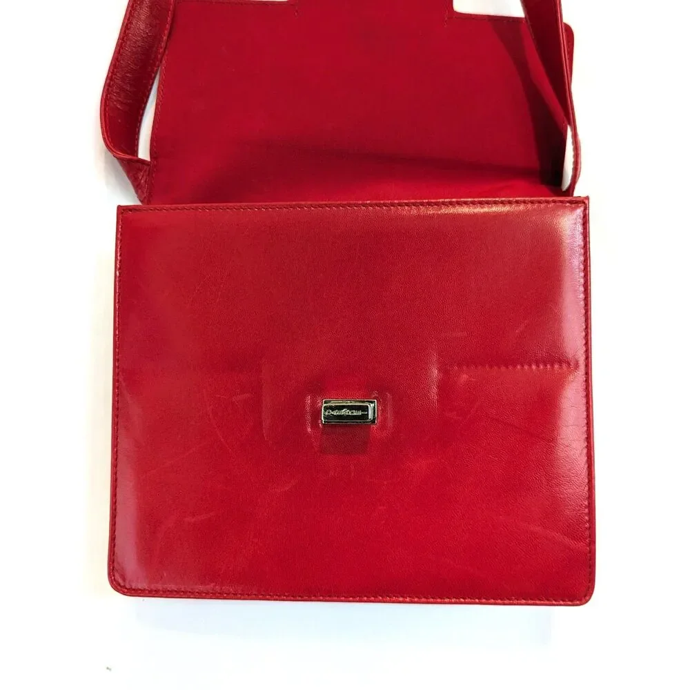 Casadei Made in Italy Red Leather Vintage Shoulder Bag